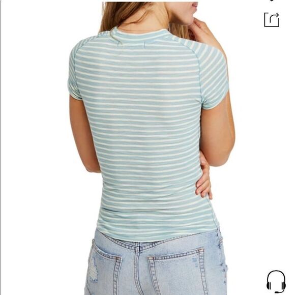 Nwt! Free People • Large L. Night Sky Stripe Tee in Sage Green - Picture 7 of 14